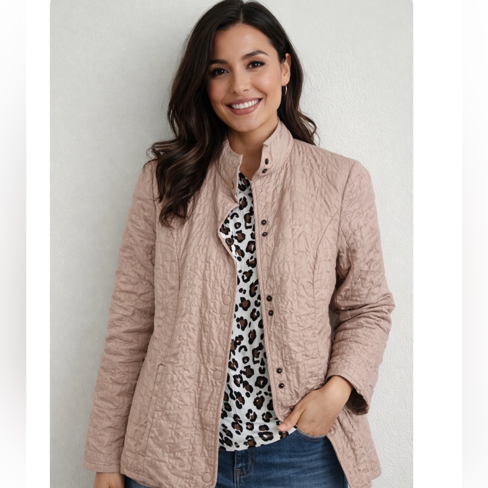 Chico's Quilted Utility Jacket in Light Brown